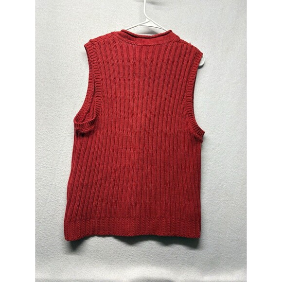 Vintage Eddie Bauer Cable Knit Sweater Women’s Size Small Red Vest Cardigan USA - Picture 4 of 4